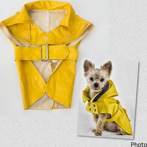 NWT Gorgeous Claire’s Vintage Y2K M/L Yellow Dog Raincoat Coat Jacket with belt